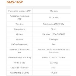 Gms-165v  groupes électrogènes industriel - 164 kva generac -