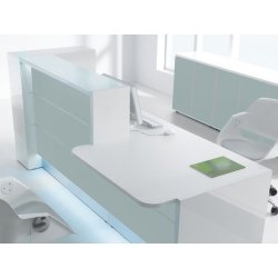 Banque d'accueil moderne et lumineuse à éclairage LED - VALDE - avec configurations ergonomiques et options sur mesure