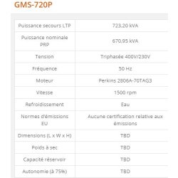 GMS-720P - Groupe électrogène industriel - Generac - 723 kVA - Série GMS Standard - Diesel