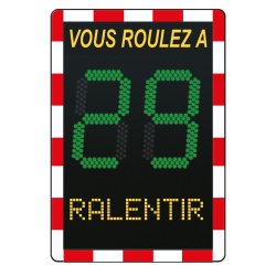 Radar pédagogique Viasis Lite - 3 couleurs d'affichages, 2 textes, sur batterie, écran LED haute visibilité
