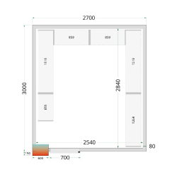 Chambre froide positive CRPF2730 Blanc 2700 x 3000 x 2200 mm TEFCOLD
