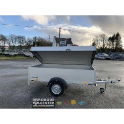 Remorque aluminium Humbaur - 251 x 133 cm - ridelle de 500 mm et capot sécurisé - 1 essieu non freiné - PTAC : 750 kg - Référence HA752513-5 + CAP