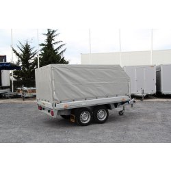 Remorque plateau Humbaur HT 203118 / HT 253118 - 2 essieux, ridelles alu, roues dessous