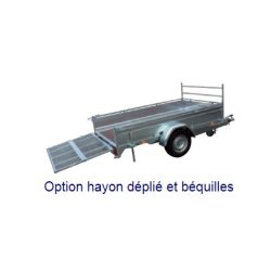 Remorque mutli-usage ridelle arrière rabattable, roues extérieures,1 essieu, PTC 750 kg - ECIM - RE 254 SF