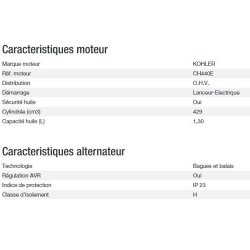 Technic 6500 E AVR UK - Groupe électrogène Kohler - Puissance max 6,30 kW - 50 Hz - 230 V