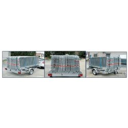 Remorque porte-barrières 38 unités - PTAC 750 kg - SODIMAR avec roues 155/70 R13 et châssis galvanisé