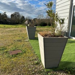 Jardinière Ozon Conique 100% Recyclée - 62x62x89 cm - Gamme Rabotée - Coloris Naturel - JOC