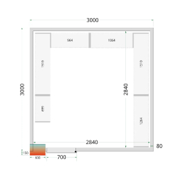 Chambre froide positive CRPF3030 Blanc 3000 x 3000 x 2200 mm TEFCOLD