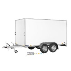 Remorque fourgon en bois SARIS - 2 essieux roues extérieures - PTAC 2700 Kg - 356 x 169 x H180 cm - Référence GO 356 169 180 2700 2
