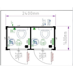 Bâtiment modulaire - Module sanitaire 8 pieds juxtaposable - CTX DUO S