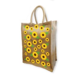 Sac réutilisable en fibre de jute naturel sans lamination - 260 g/m² - 4 Saisons - Anses rondes en coton biologique