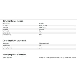 Groupe électrogène Diesel 6000 A XL C5 - Kohler - Puissance max 4,90 kW - 50 Hz - Tension nominale 230 V