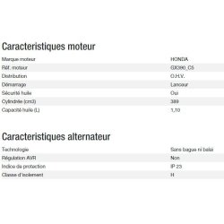 Groupe électrogène HX 6000 TB UK C5 - Kohler - Gamme INTENS - Puissance max 5,60 kW - 230 V - 50 Hz