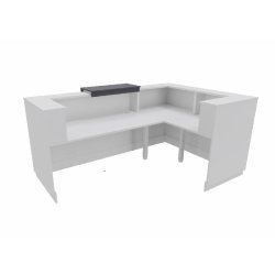 Bureau d'accueil avec retour Delta blanche avec réhausse. - 184, Droite, Oui, Acacia clair