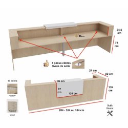 Banque d'accueil 2 personnes delta first avec 1 top - MOBEL LINEA - 284, anthracite, chêne moyen