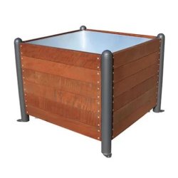 Jardinière La Capelle - 100 x 100 x 78 cm - 370L avec cuvette extractible et drainage - acier galvanisé