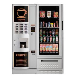 SNACK SIDE - automate esclave pour machines chaudes RHEAVENDORS, 3°C ou 8°C, vitrine LED, 6-7 plateaux supplémentaires