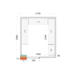 Chambre froide positive CRPF2124 Blanc 2100 x 2400 x 2200 mm TEFCOLD