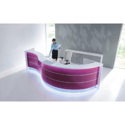 Bureau d'accueil Valde en forme de vague version haute - MDD - Fushia brillant, Droite