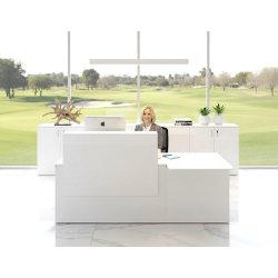 Bureau d'accueil Pano avec partie PMR - Ofitres - 160, Blanc, Blanc brillant