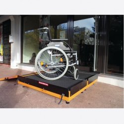 Plateforme équerre pliable pour rampe d'accès PMR - Fibre de verre renforcée - 1 ou 2 marches