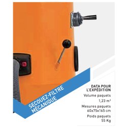 Aspirateur pour machines de ponçage parquet - Sodevak 55 avec système cyclone et moteur monophasé