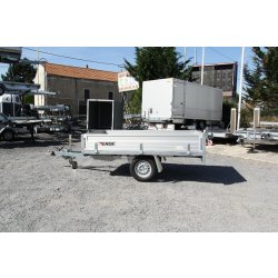 Remorque plateau avec frein - 4 anneaux d'ancrage - ERDE EXPERT XR260F - fabrication française pour usages professionnels