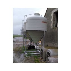 Silo d'aliment d'élevage déplaçable à vide avec cône axial translucide - Ø2325 - Capacité 6 et 9m3