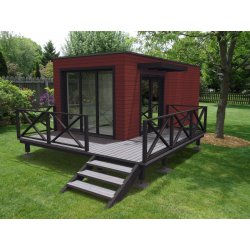 Studio de jardin - maison de jardin avec ossature bois - Bruxelles 20 m² avec terrasse et baies vitrées