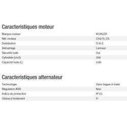 Phoenix 2800 c5 groupe électrogène - kohler - puissance max (kw) 2.8