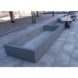 Jardinière Espace en béton avec banc intégré - Blanc / Gris / Ocre / Finition petra 1