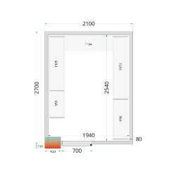 Chambre froide positive CRPF2127 Blanc 2100 x 2700 x 2200 mm TEFCOLD