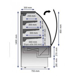 Vitrine pour pâtisserie et snacking - Froid ventilé, Eclairage LED, 1500 mm - Référence: SIENA 1500