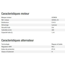 Power HXC 7500 T C5 - Groupe électrogène INTENS Kohler - Puissance max 5,70 kW - 50 Hz