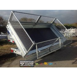Benne Lider - PTAC 3500 Kg - 2 essieux freinés - Pompe électrique et manuelle - 400 x 190 x H35 cm - Référence 39614PE