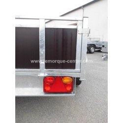 Remorque LIDER côtés bois - 2 essieux - PTAC : 750kg - 250 x 132 cm - Référence 39450/43450
