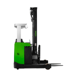 Chariot à mât rétractable R100 pour la manutention de charges à très grande hauteur en Isère et Rhône   -  disponible en achat neuf et en location de courte à longue durée