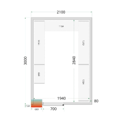Chambre froide positive CRPF2130 Blanc 2100 x 3000 x 2200 mm TEFCOLD