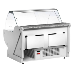 Vitrine réfrigérée service-arrière 1500 mm + réserves réfrigérées