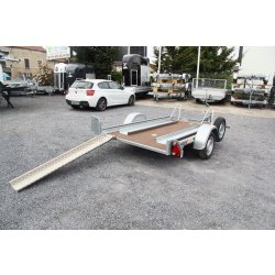 Remorque à plateau sur mesure sans frein avec châssis à structure modulaire pour le transport d'un moto gros cube - erde epert - plm 150