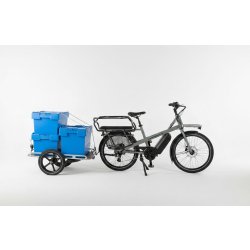 Vélo cargo Jean Fourche et remorque utilitaire