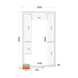 Chambre froide positive CRPF130 Blanc 1800 x 3000 x 2200 mm TEFCOLD