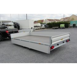 Remorque plateau HUMBAUR HT 353118 - 2 essieux, ridelles alu, roues dessous