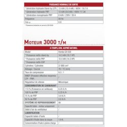 Groupe électrogène MOSA GE 13054 HBS - Honda GX 630 - 13 kVA - Fréquence 50 Hz - Triphasé et Monophasé