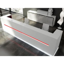 Banque d'accueil lumineuse droite SALVE - Design contemporain avec éclairage LED et finition bois laqué