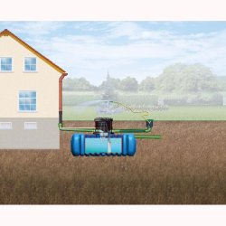 Cuve de stockage et récupération d'eau de pluie enterrée 3000L - polyéthylène - équipée pompe multicellulaire - Garantia