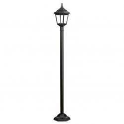 Lampadaire d'éclairage public - 1 tête - Clic-clac 4 - IP44 - E27 - style rustique - verre transparent - hauteur totale 1 910 mm - noir