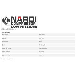 Compresseur Extrême 3T2 350L/mn 1400 - Nardi Compressori France - Cuve de 50L - Bicylindre haute performance