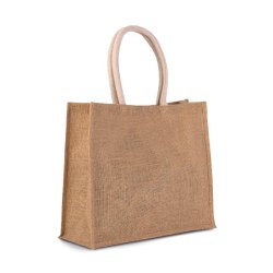 Sac de plage en jute - Réf: KI0219 - anses en coton - fermeture bande auto agrippante