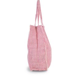 Sac shopping à rayures en juco - Kimood - Réf: KI0236 - Poche intérieure zippée - Poignées 55 cm